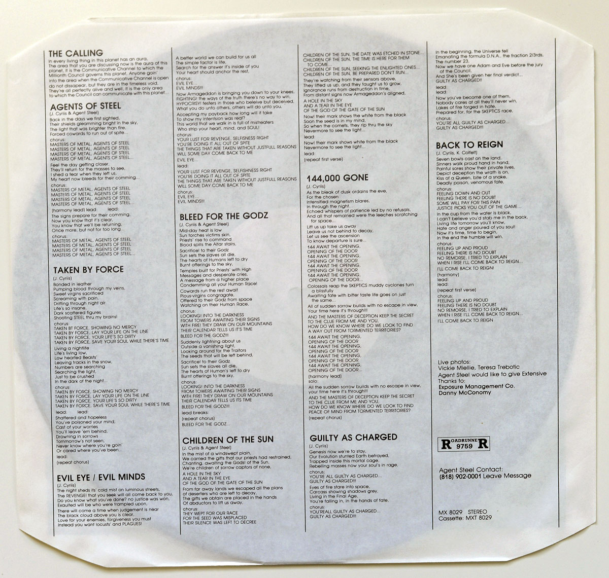 High Resolution Photo #13 AGENT STEEL Skeptics Apocalypse https://vinyl-records.nl 